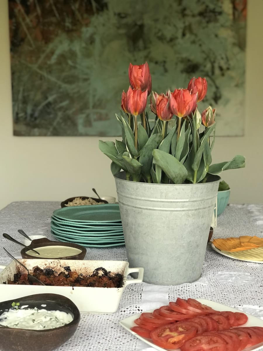 Laton grande con tulipanes13