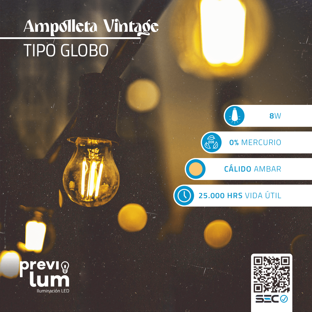 AMPOLLETAS DE FILAMENTO 8W VINTAGE4