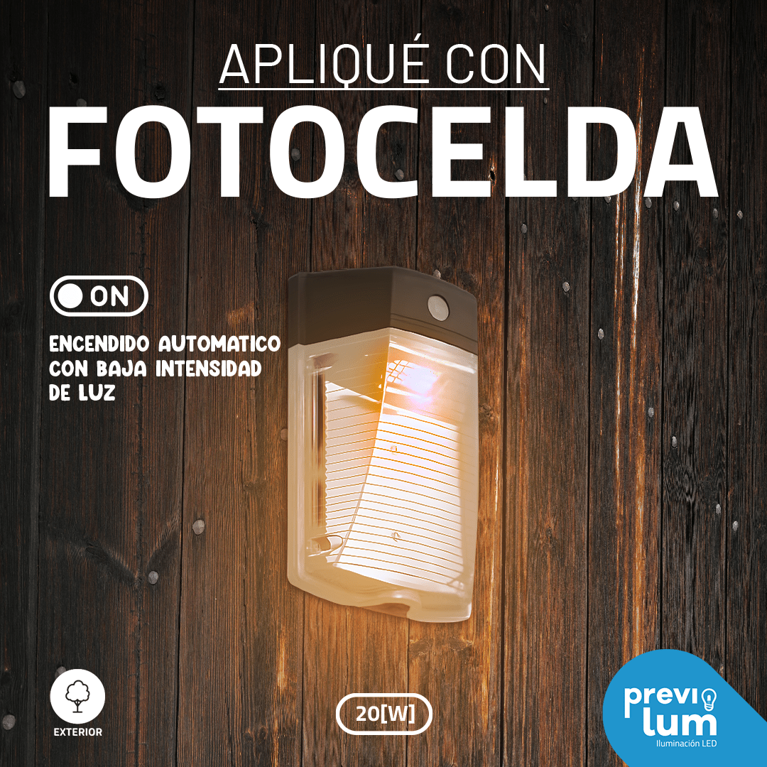 APLIQUE LED 20W CON FOTOCELDA BN3