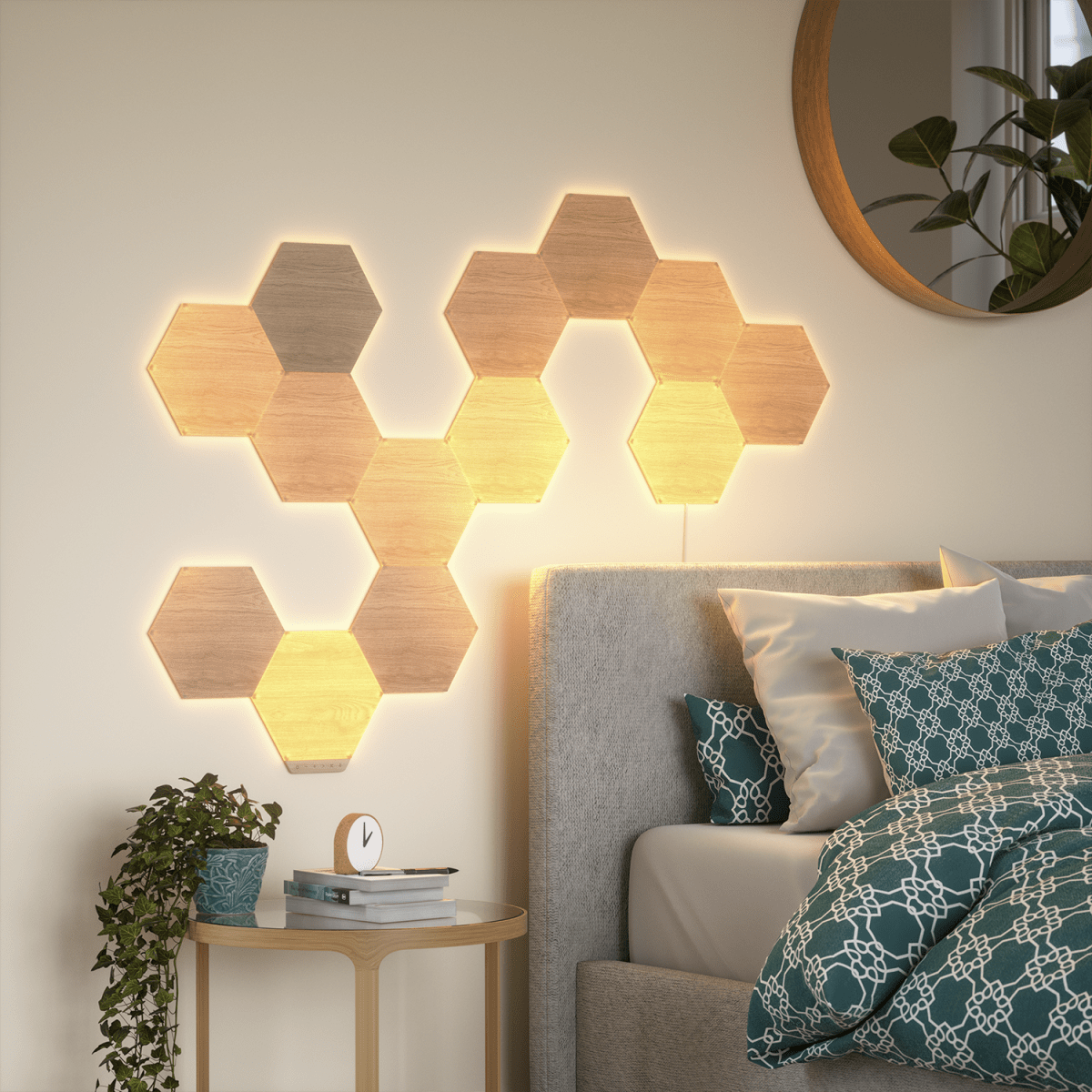 PANEL LED SMART NANOLEAF HEXAGONO WOOD9