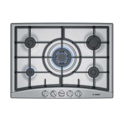 Encimera a Gas Bosch Serie 4 PGQ7G5B90 70 cm 5 Quemadores Wok Acero Inoxidable