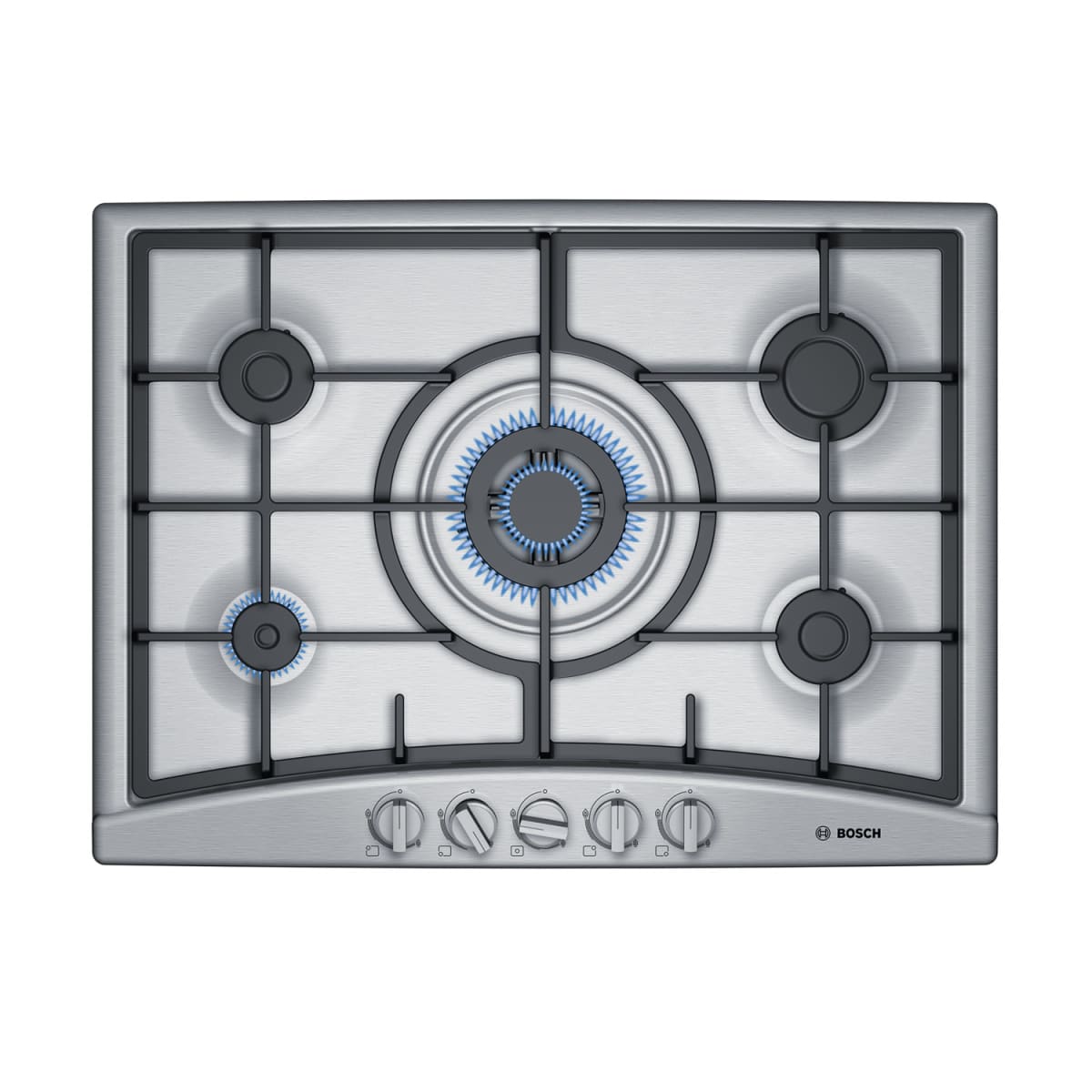Encimera a Gas Bosch Serie 4 PGQ7G5B90 70 cm 5 Quemadores Wok Acero Inoxidable1