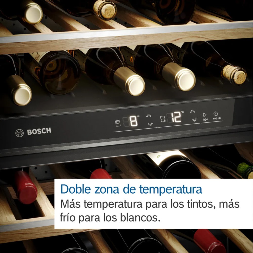 Cava de Vinos Bosch Serie 6 KWK36ABGA 199 Botellas 186 cm Doble Zona Puerta de Vidrio4