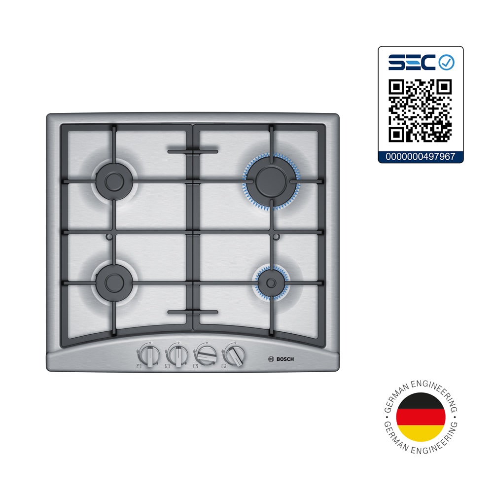 Encimera a Gas Bosch Serie 2 PGP6G5B90 60 cm 4 Quemadores Acero Inoxidable6