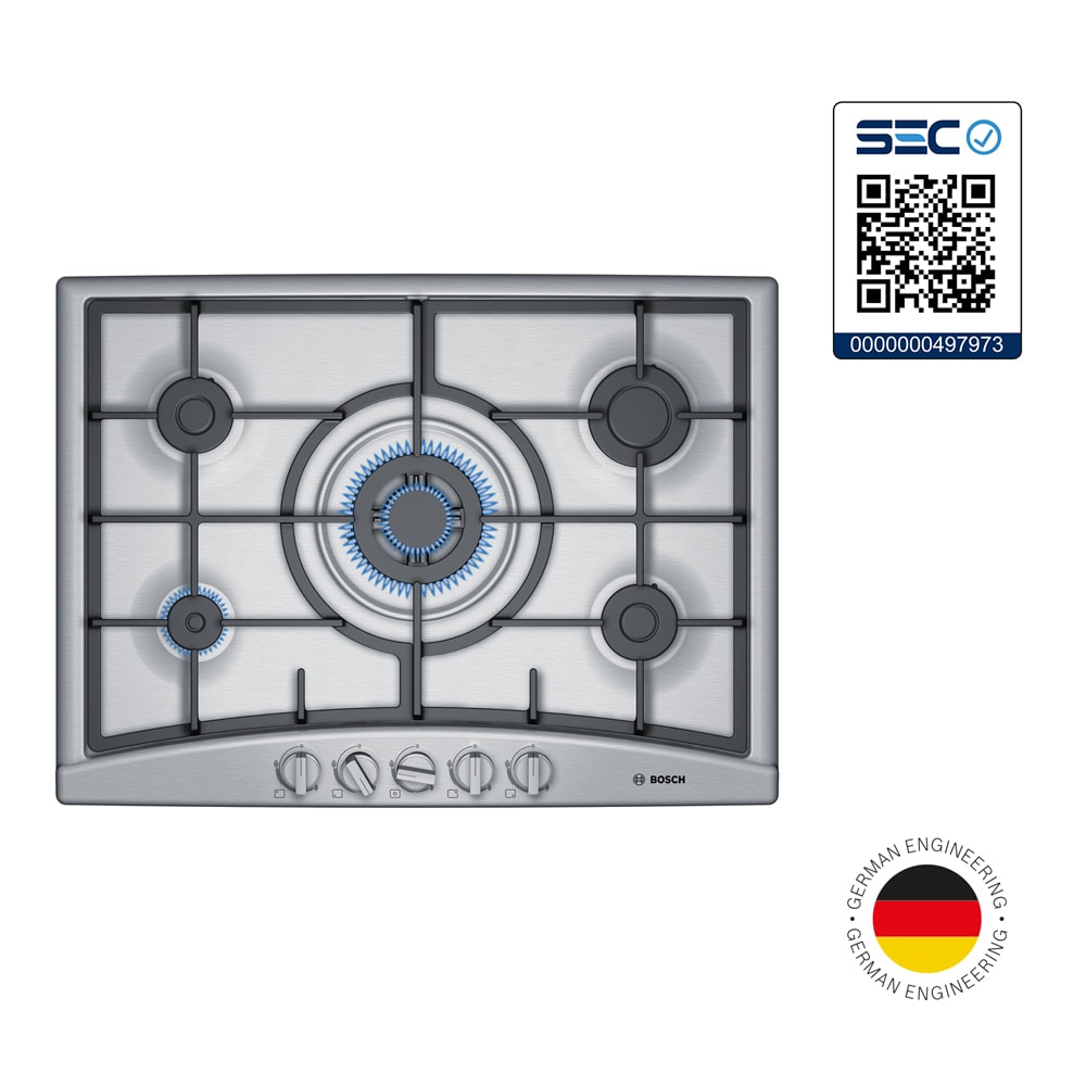 Encimera a Gas Bosch Serie 4 PGQ7G5B90 70 cm 5 Quemadores Wok Acero Inoxidable7