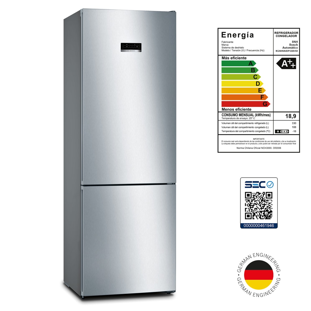 Serie 4 Frigorífico combinado de libre instalación 203 x 70 cm Acero cepillado antihuellas10