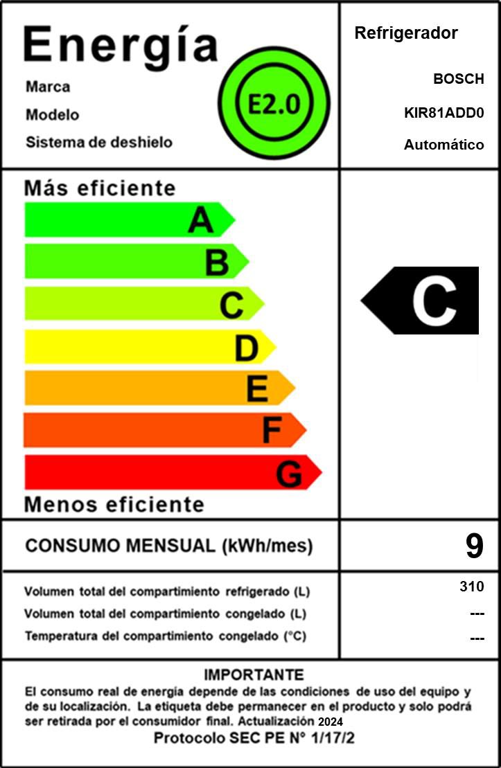 Refrigerador Integrable Bosch Serie 6 KIR81ADD0 310 L VitaFresh XXL SoftClose9