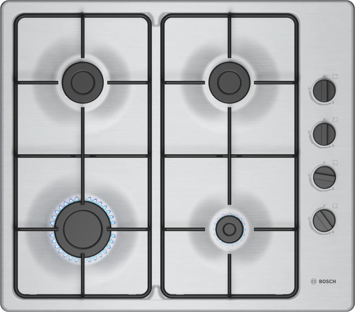 Anafe a Gas Bosch Serie 2 PBP6B5K80 60 cm 4 Quemadores Acero1