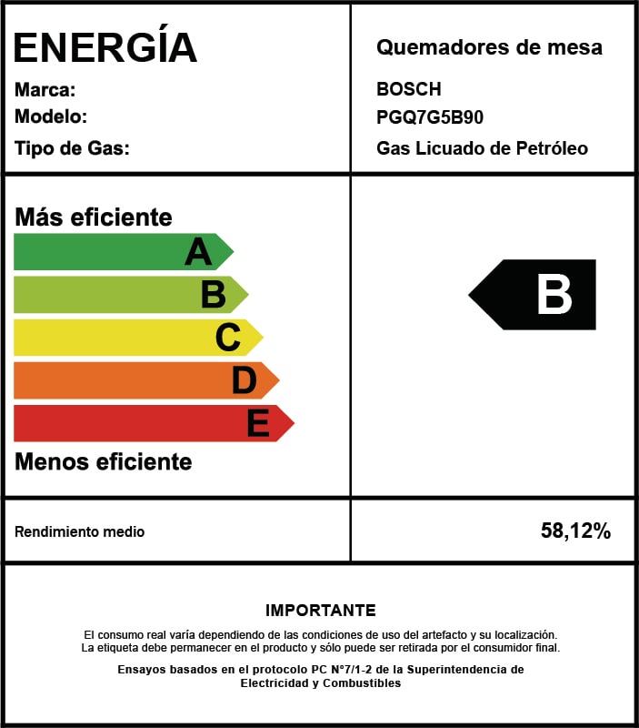 Encimera a Gas Bosch Serie 4 PGQ7G5B90 70 cm 5 Quemadores Wok Acero Inoxidable8