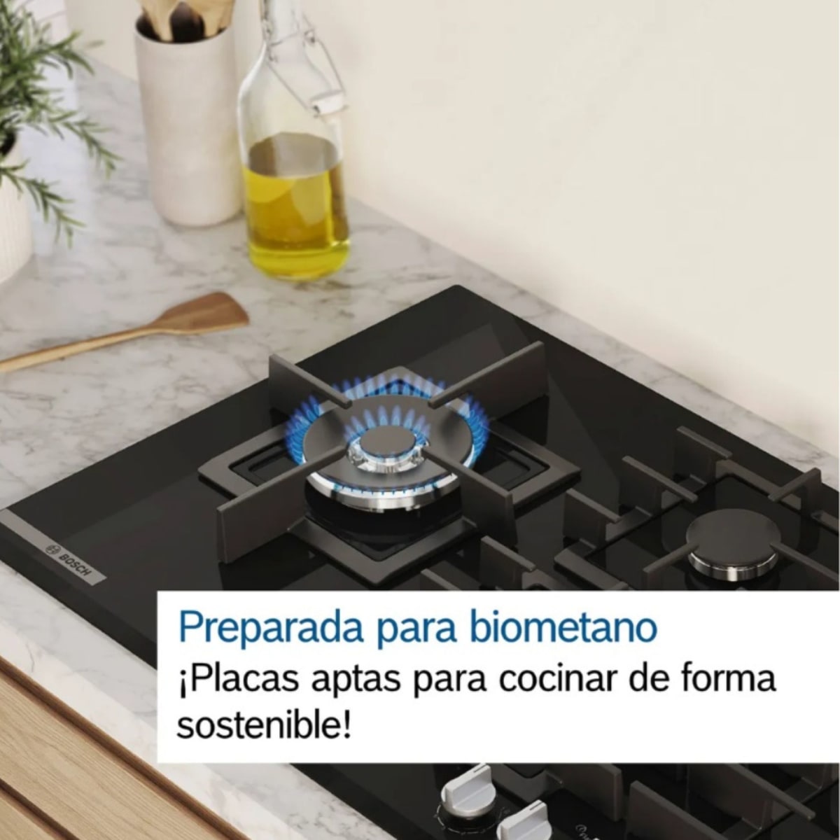 Encimera a Gas Bosch Serie 4 PNP6B6K40 60 cm 4 Quemadores Vidrio Templado Negro6
