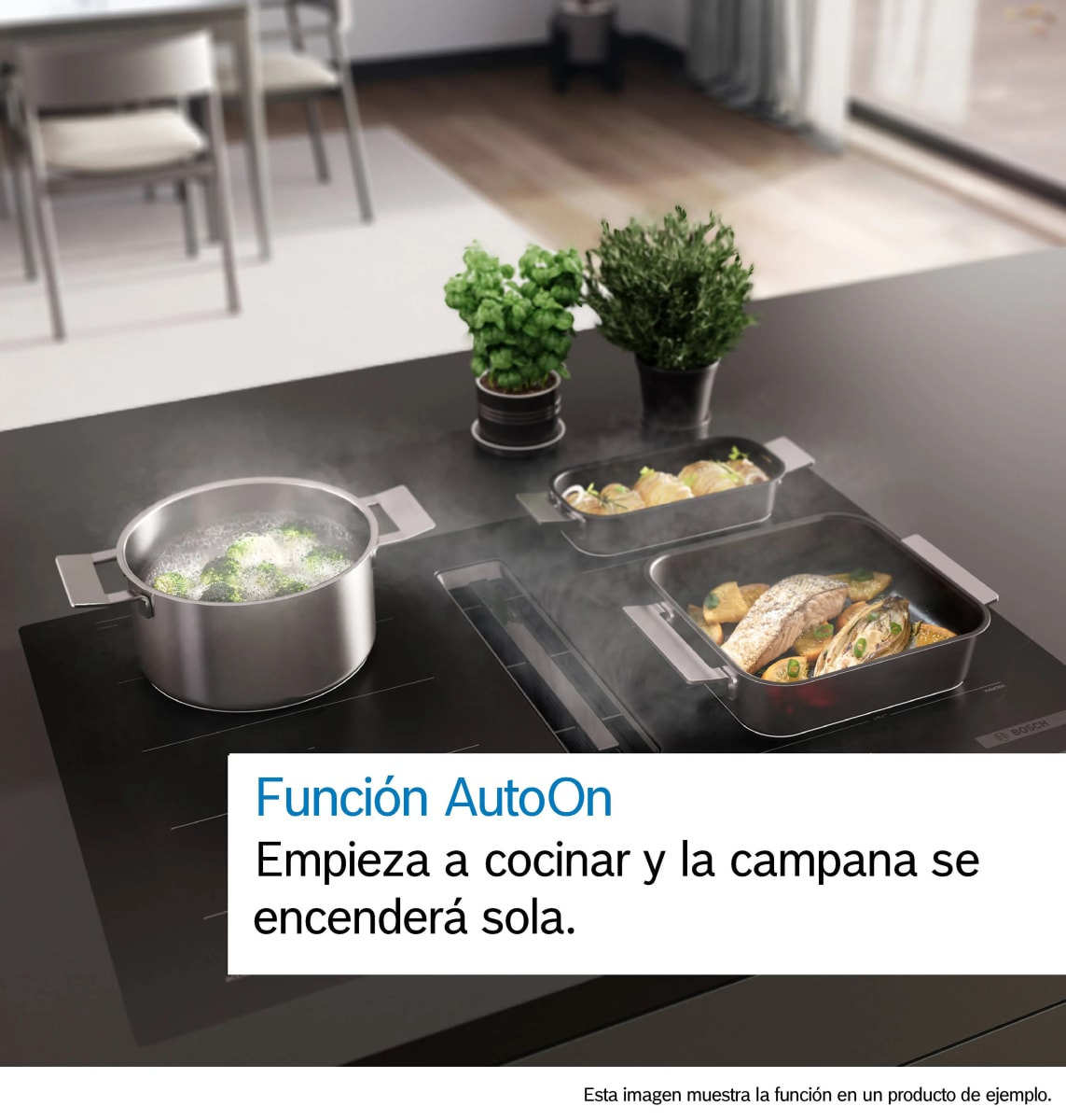 Encimera de Inducción con Extractor Integrado Bosch Serie 6 PVQ731H26E 70 cm Home Connect Vidrio Negro6