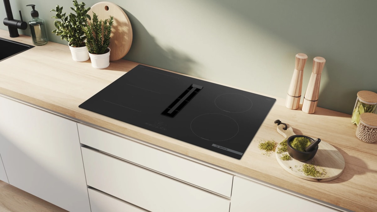 Encimera de Inducción con Extractor Integrado Bosch Serie 4 PVS811B16E 80 cm Vidrio Negro3