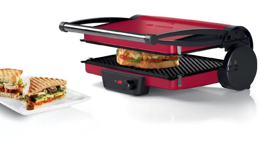 Grill Eléctrico Bosch TCG4104 2000 W 3 Posiciones Placas Antiadherentes Rojo3