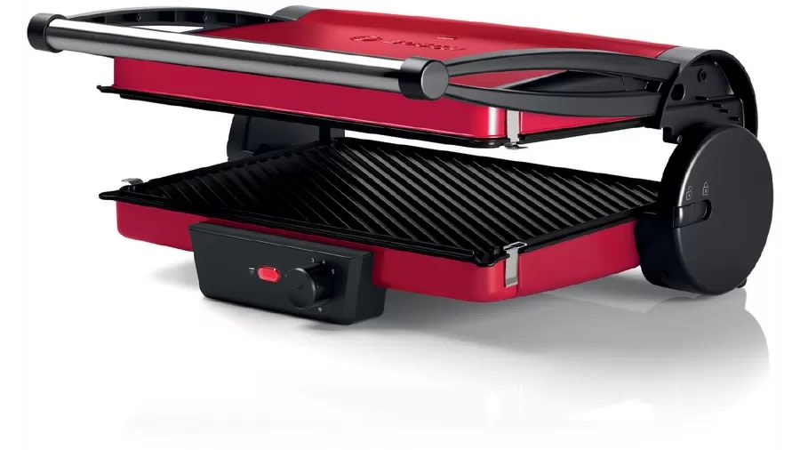 Grill Eléctrico Bosch TCG4104 2000 W 3 Posiciones Placas Antiadherentes Rojo6