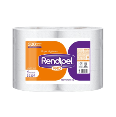 Papel Higiénico rendipel pack 6 unidades 300mts c/u1
