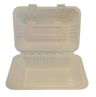 Bandeja colación Rectangular bagasse  23x16x4,5 cms Bagasse  BLANCO (CAJA 4 Bolsas x 50 Uni)1