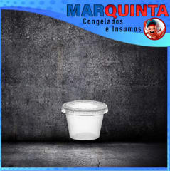 Pote y tapa 1oz trasnparente paquete de 100 uni (caja trae 2500 uni )