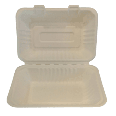 Bandeja colación Rectangular bagasse  23x16x4,5 cms Bagasse  BLANCO (CAJA 4 Bolsas x 50 Uni)