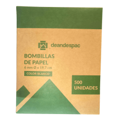 Bombilla Blanca kraft  6mm (500uni x caja)