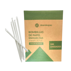 Bombilla Blanca kraft 6mm ENVUELTA