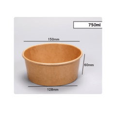 Bowl Kraft y tapa 750 cc (uni) caja trae 300