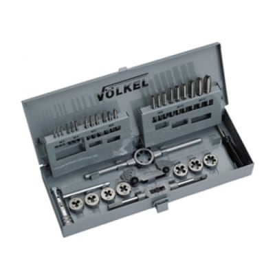Caja con juegos de machos y terrajas desde M3 a M12 HSS (31 piezas) VOLKEL