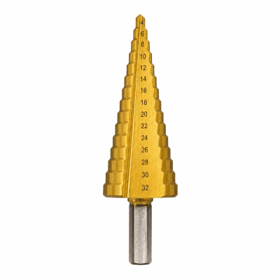 Broca paso a paso o escalonada 4 a 32 mm. HSS-TiN