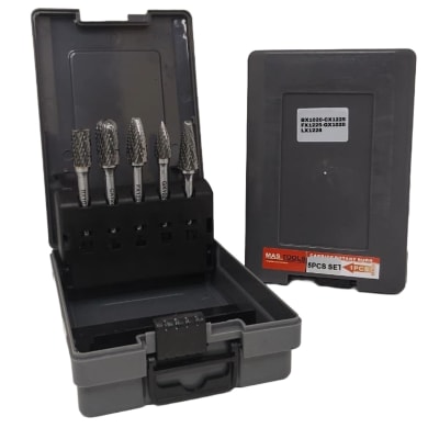 Juego de limas rotativas de carburo 5 unidades toma de 6 mm. caja plastica 2.0 MASTOOLS3