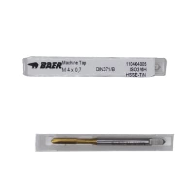 Macho maquina recto M 4 x 0.7 HSSE-TIN (DIN 371) BAER
