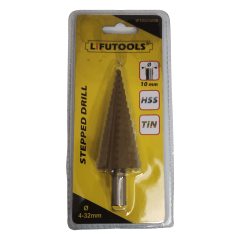 Broca paso a paso o escalonada 4 a 32 mm. HSS-TiN