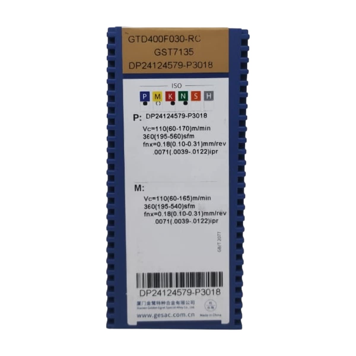 Caja inserto de ranurado GTD400F030-RC-GST7135 modelo sandvik GESAC2