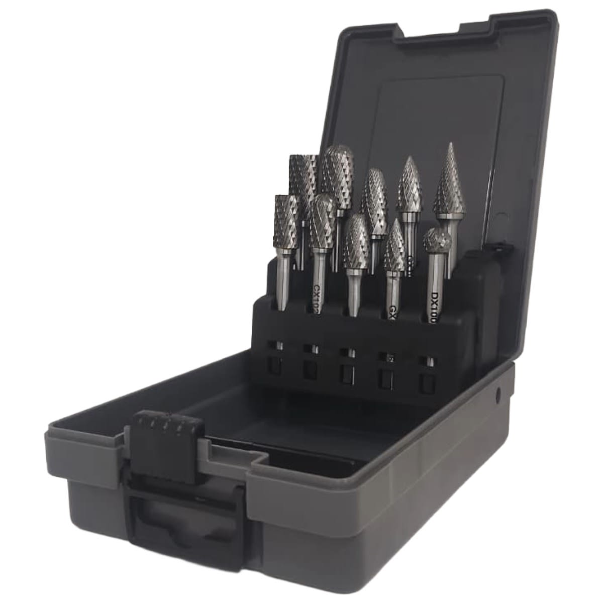 Juego de limas rotativas de carburo 10 unidades toma de 6 mm. caja plastica 2.0 MASTOOLS 2