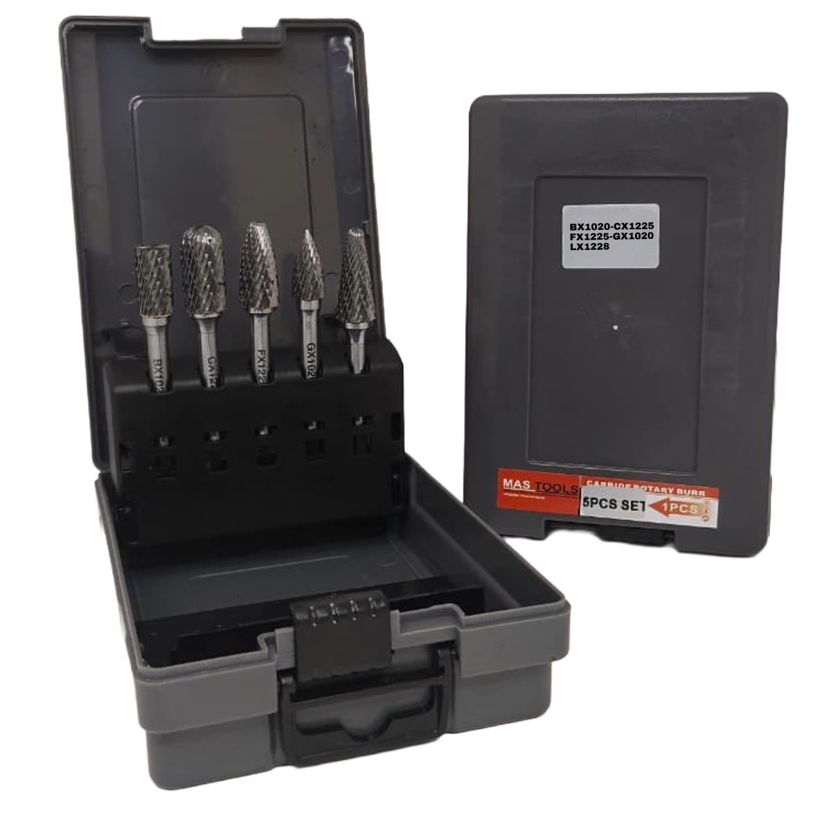 Juego de limas rotativas de carburo 5 unidades toma de 6 mm. caja plastica 2.0 MASTOOLS 2