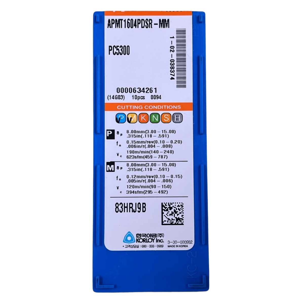 Caja inserto de fresado APMT1604PDSR-MM PC5300 KORLOY2