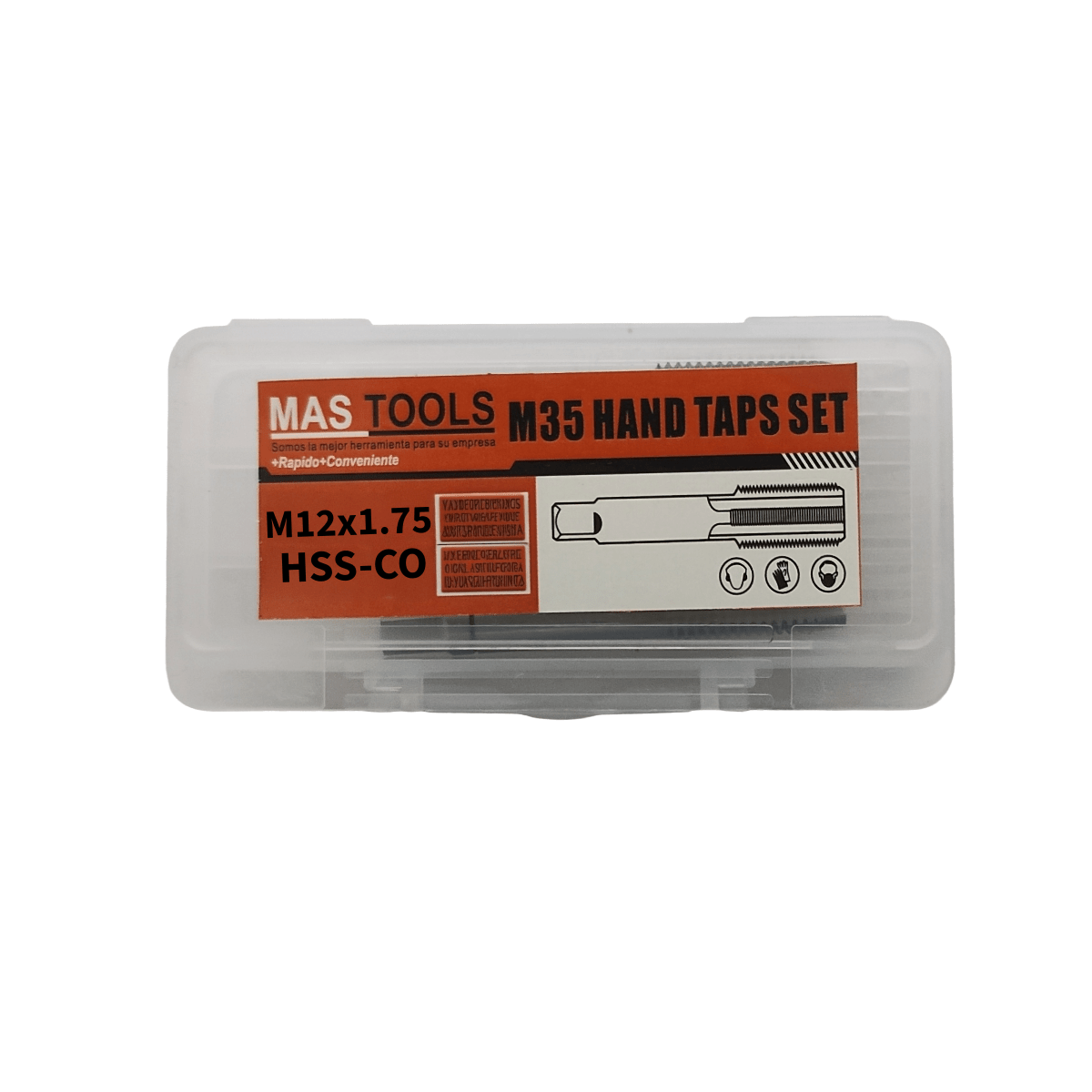 Macho manual M 12 x 1.75 HSS-Co. (3 piezas) MASTOOLS 2