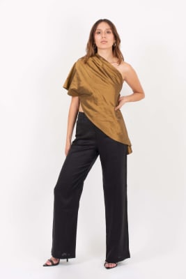 PANTALON WIDE LEG DE LINO NEGRO1