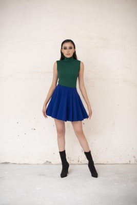 FALDA CORTA DE PIEZAS AZUL REY1