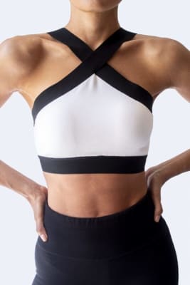 TOP DEPORTIVO HALTER CON TIRANTES ELÁSTICOS BLANCO/NEGRO1