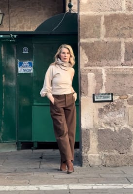 JEANS WIDE LEG MARRON1