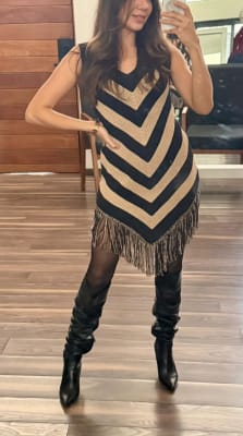 VESTIDOS  DE PUNTO BEIGE/NEGRO1