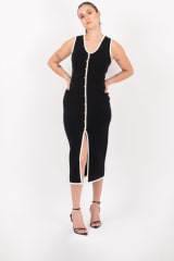 VESTIDO TEJIDO LARGO NEGRO/IVORY