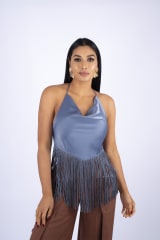 TOP COLUMPIO CON FLECOS GRIS