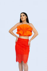 TOP FRENTE PLISADO NARANJA