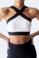 TOP DEPORTIVO HALTER CON TIRANTES ELÁSTICOS BLANCO/NEGRO