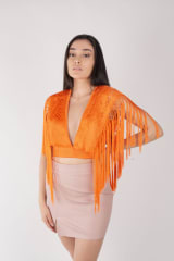 TOP DE REBOZOS CON FLECOS NARANJA