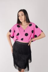 BLUSA KIMONO CUELLO V ROSA LURANES