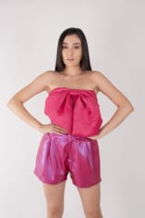 TOP CON MOÑO CREPÉ ROSA