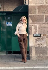 JEANS WIDE LEG MARRON