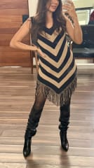 VESTIDOS  DE PUNTO BEIGE/NEGRO