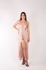 VESTIDO CRUZADO CHAMPAÑA